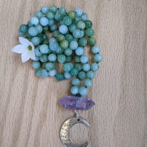 Burmese Jade with pink Amethyst Mala