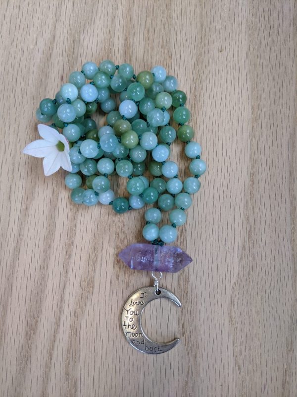 Burmese Jade with pink Amethyst Mala