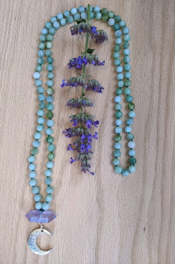 Burmese Jade with pink Amethyst Mala - Image 2
