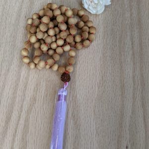 Natural polished Rosewood lavender tassle Mala