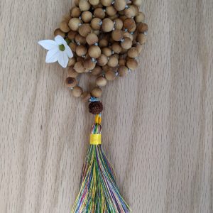 Natural polished Rosewood multi-color tassle Mala