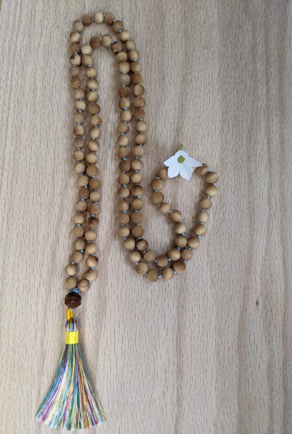 Natural polished Rosewood multi-color tassle Mala - Image 2